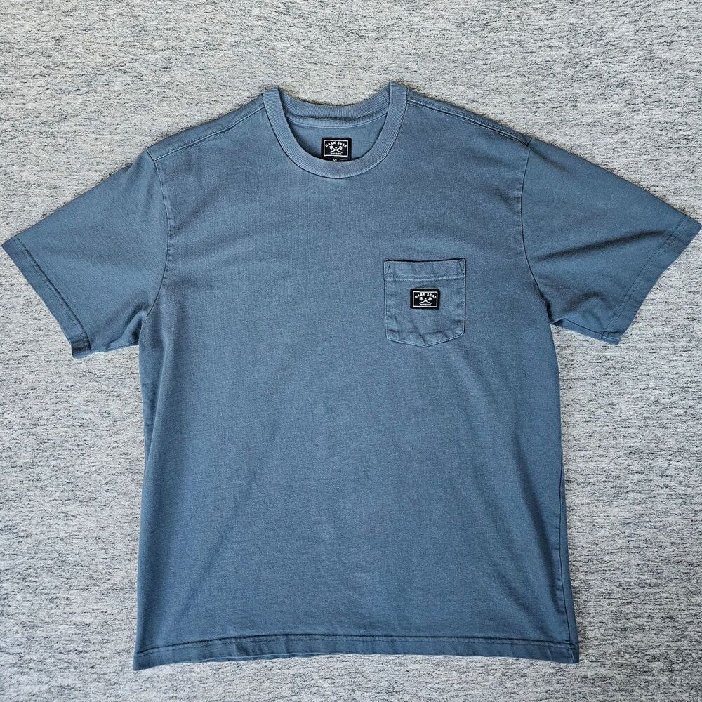 Dark Seas Division Blue Gray Knit Pocket T-Shirt Heavyweight Men's XL Crewneck